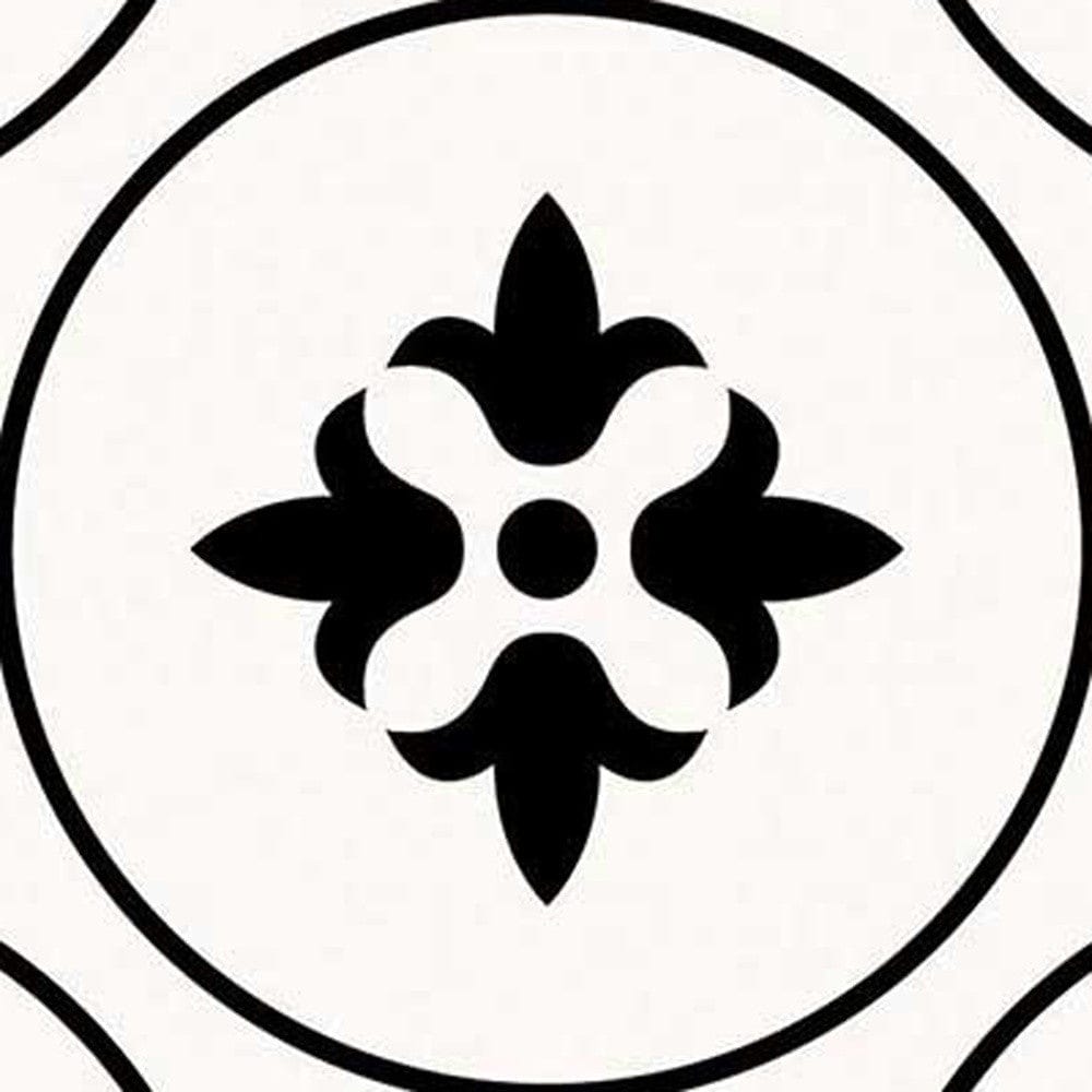 7" X 7" Black and White Rosa Peel and Stick Removable Tiles - Homeroots - Flyclothing LLC