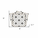 8" X 8" Black and White Rosa Peel and Stick Removable Tiles - Homeroots - Flyclothing LLC