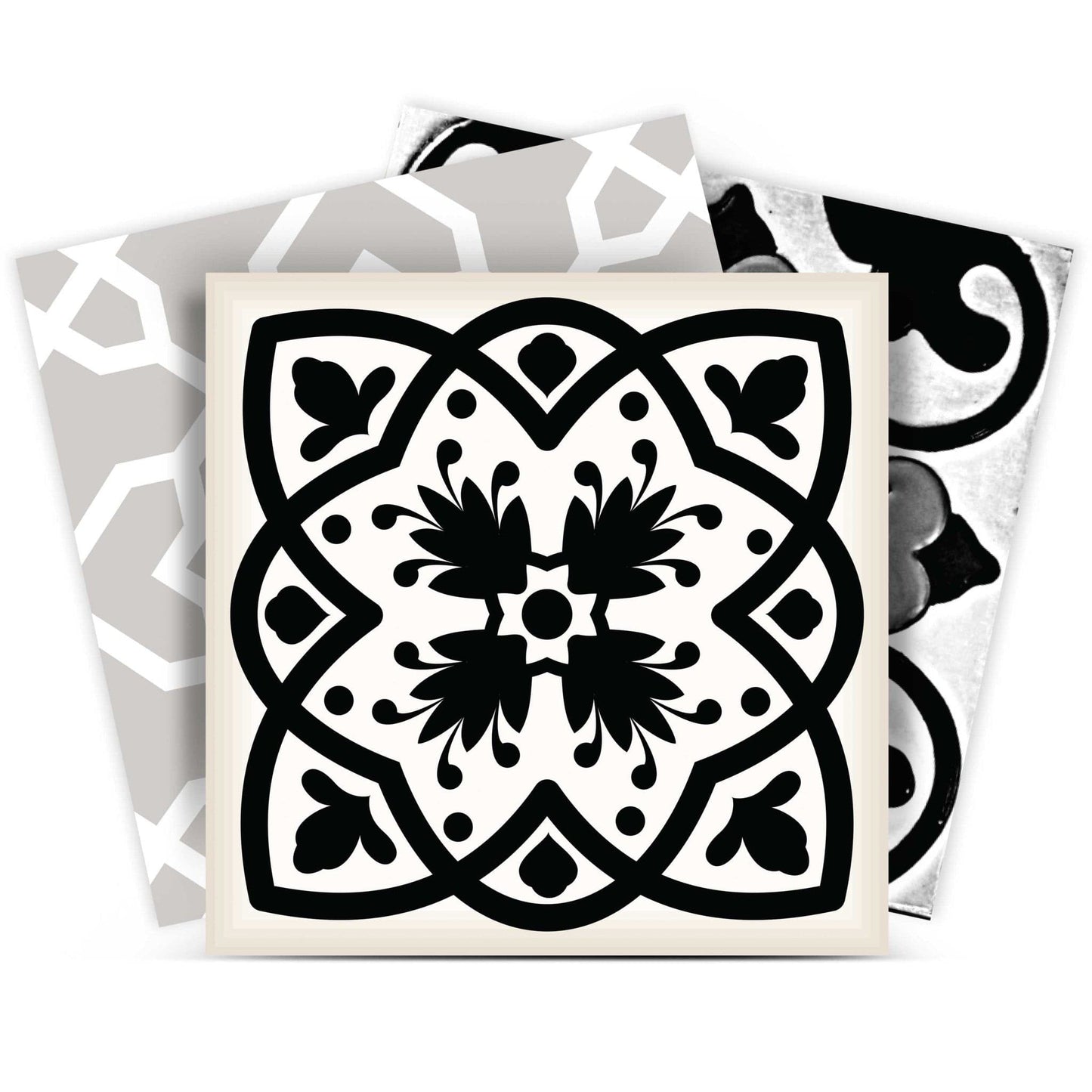6" X 6" Black White and Gray Bella Peel and Stick Tiles - Homeroots - Flyclothing LLC