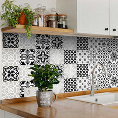 6" X 6" Black White and Gray Bella Peel and Stick Tiles - Homeroots