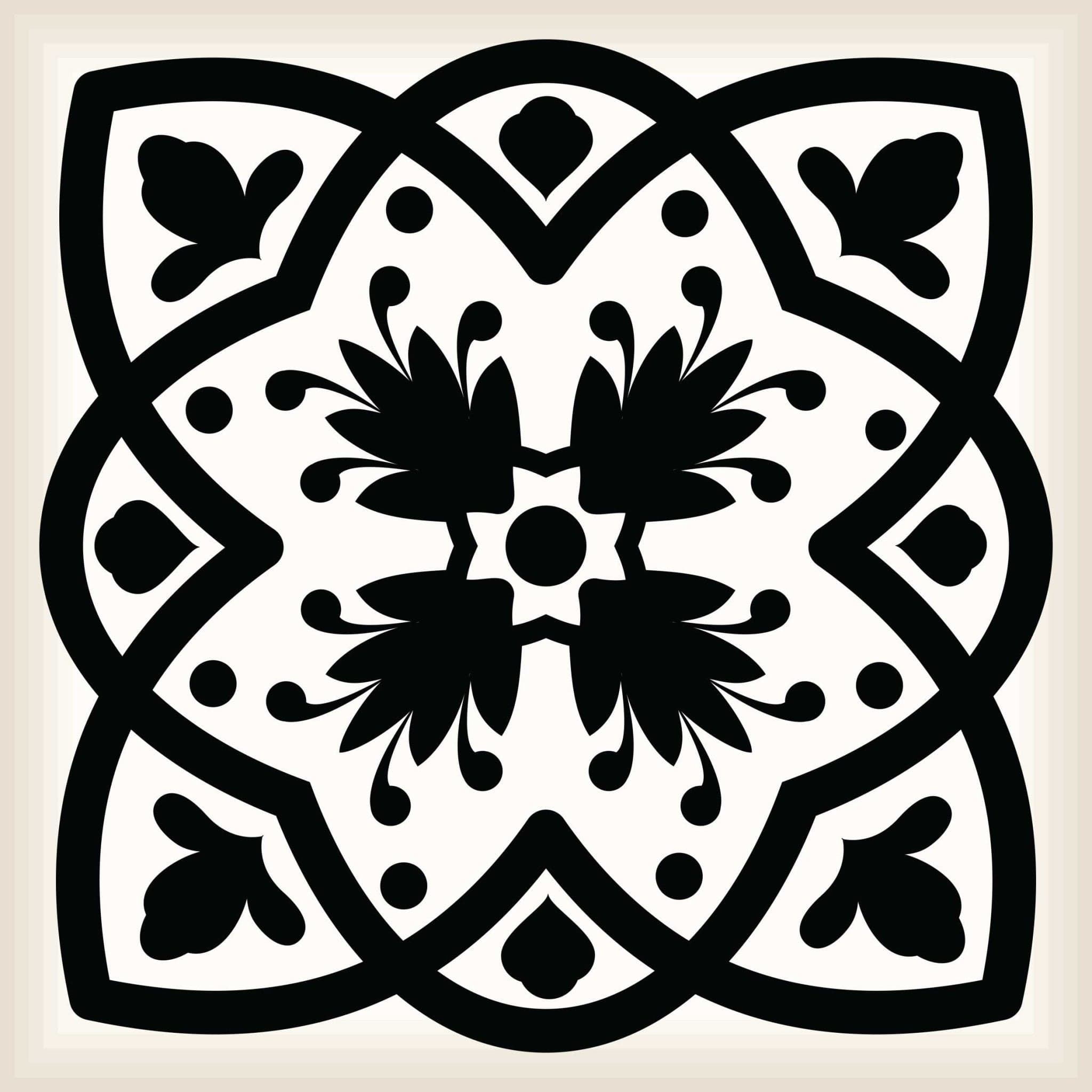 6" X 6" Black White and Gray Bella Peel and Stick Tiles - Homeroots