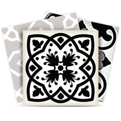 7" X 7" Black White and Gray Bella Peel and Stick Tiles - Homeroots