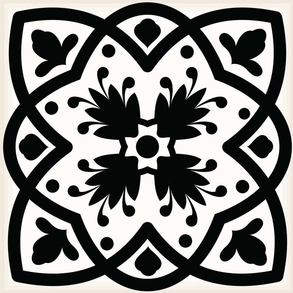 7" X 7" Black White and Gray Bella Peel and Stick Tiles - Homeroots
