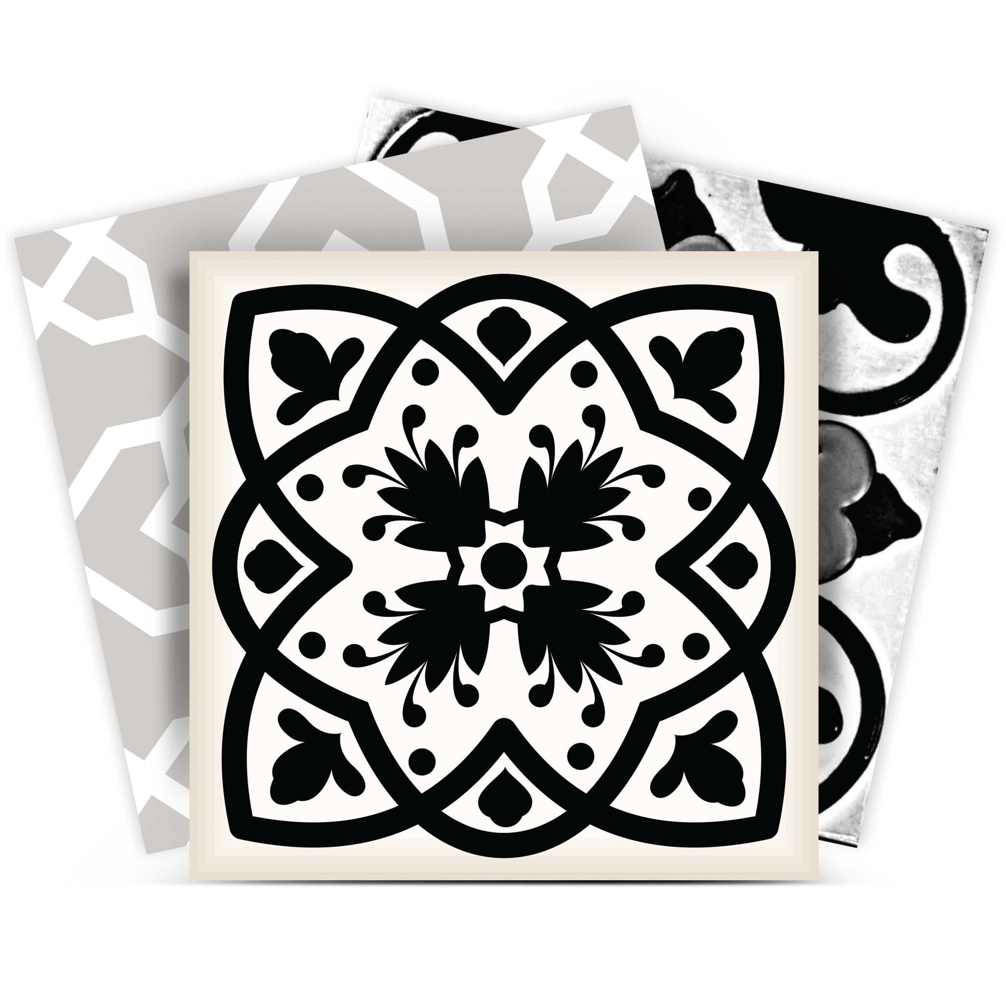 8" X 8" Black White and Gray Bella Peel and Stick Tiles