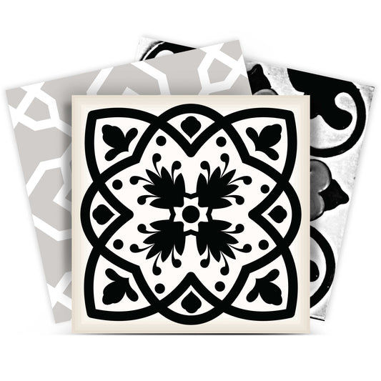 8" X 8" Black White and Gray Bella Peel and Stick Tiles