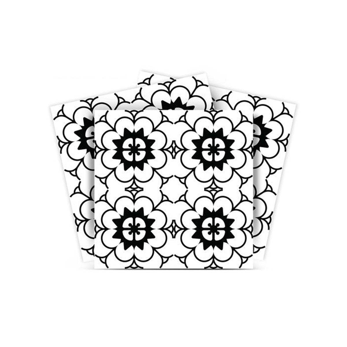 4" X 4" Black and White Gerber Peel and Stick Removable Tiles - Homeroots - Flyclothing LLC