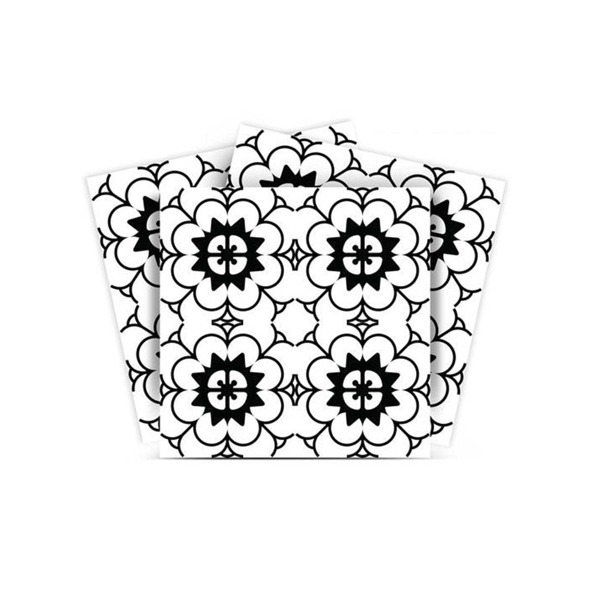 4" X 4" Black and White Gerber Peel and Stick Removable Tiles - Homeroots - Flyclothing LLC