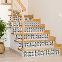 7" X 7" Black and White Gerber Peel and Stick Removable Tiles - Homeroots