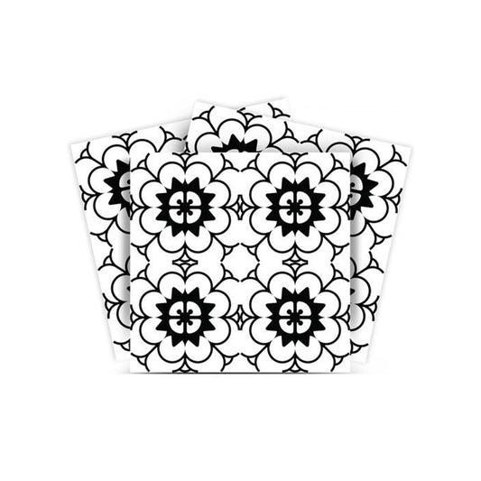 7" X 7" Black and White Gerber Peel and Stick Removable Tiles