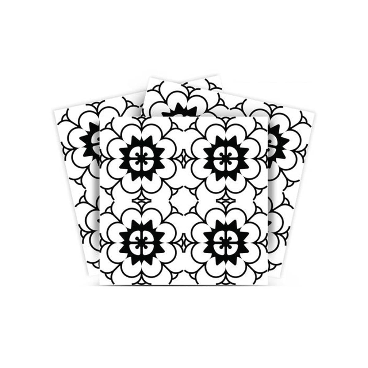7" X 7" Black and White Gerber Peel and Stick Removable Tiles - Homeroots