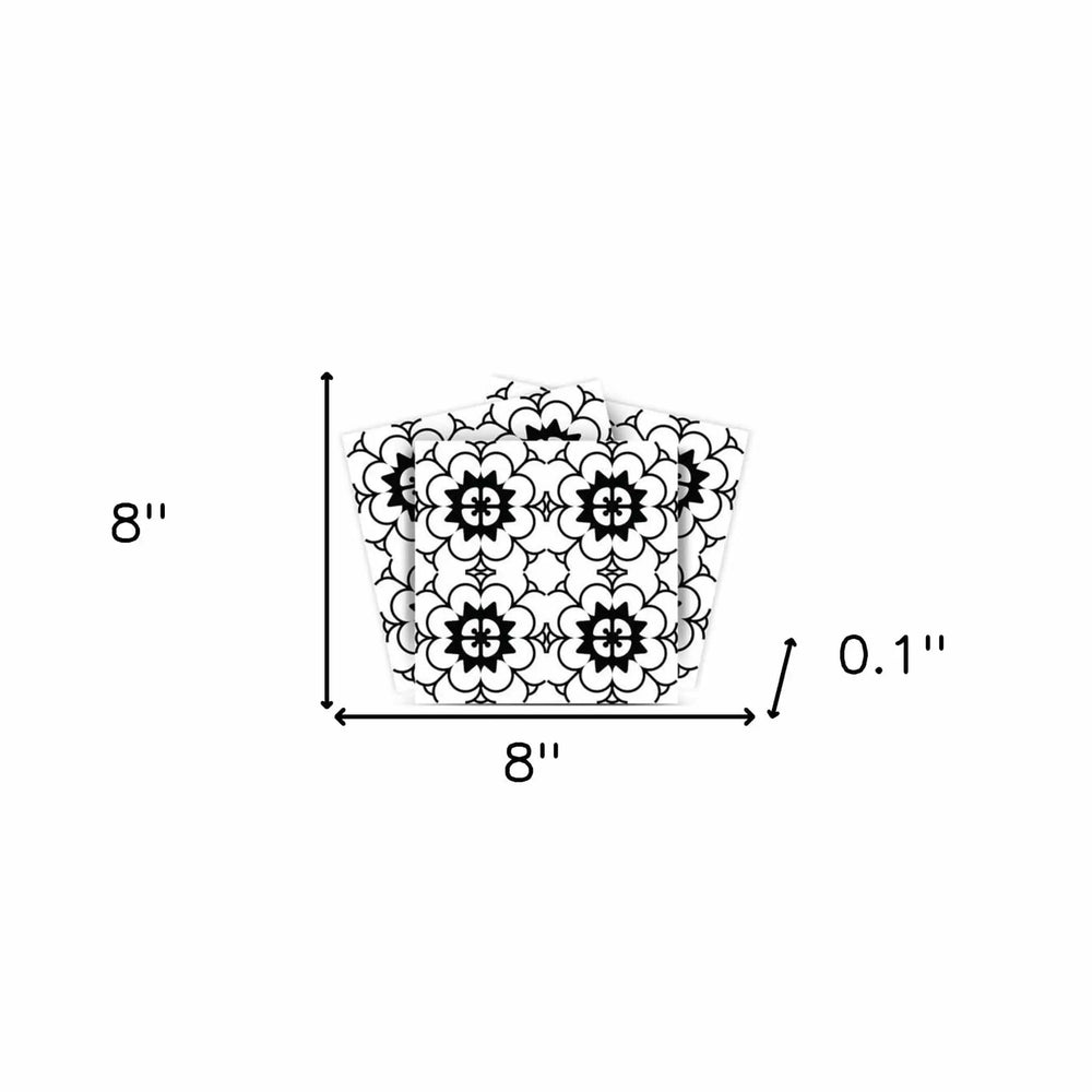 8" X 8" Black and White Gerber Peel and Stick Removable Tiles - Homeroots