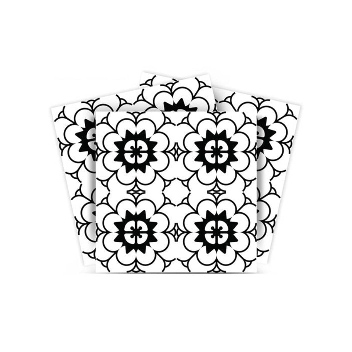 8" X 8" Black and White Gerber Peel and Stick Removable Tiles - Homeroots - Flyclothing LLC