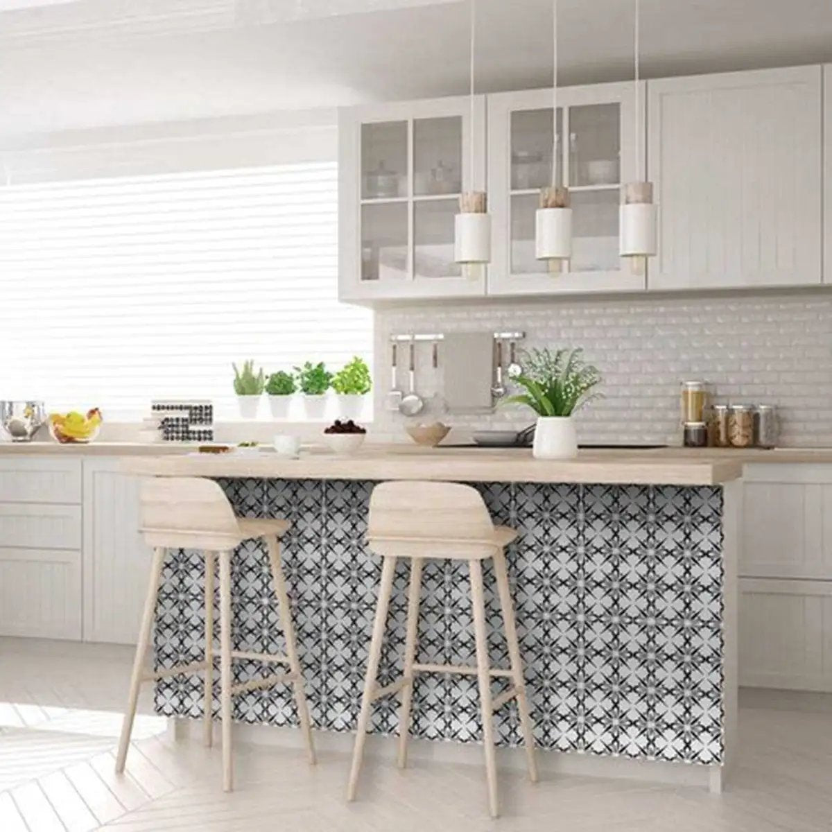 4" X 4" Black and White Quattra Peel and Stick Removable Tiles - Homeroots - Flyclothing LLC