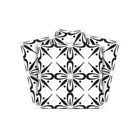 6" X 6" Black and White Quattra Peel and Stick Removable Tiles - Homeroots