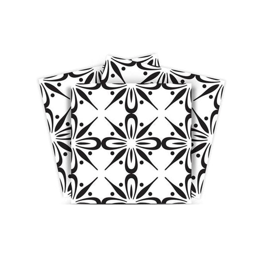 6" X 6" Black and White Quattra Peel and Stick Removable Tiles - Homeroots