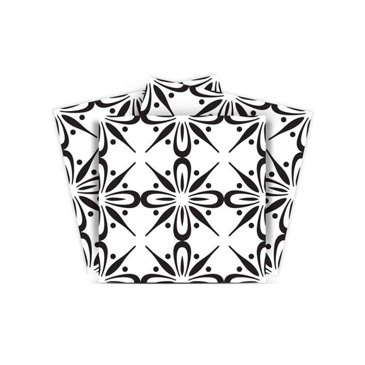 7" X 7" Black and White Quattra Peel and Stick Removable Tiles - Homeroots - Flyclothing LLC