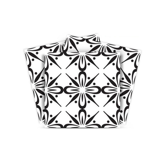 7" X 7" Black and White Quattra Peel and Stick Removable Tiles