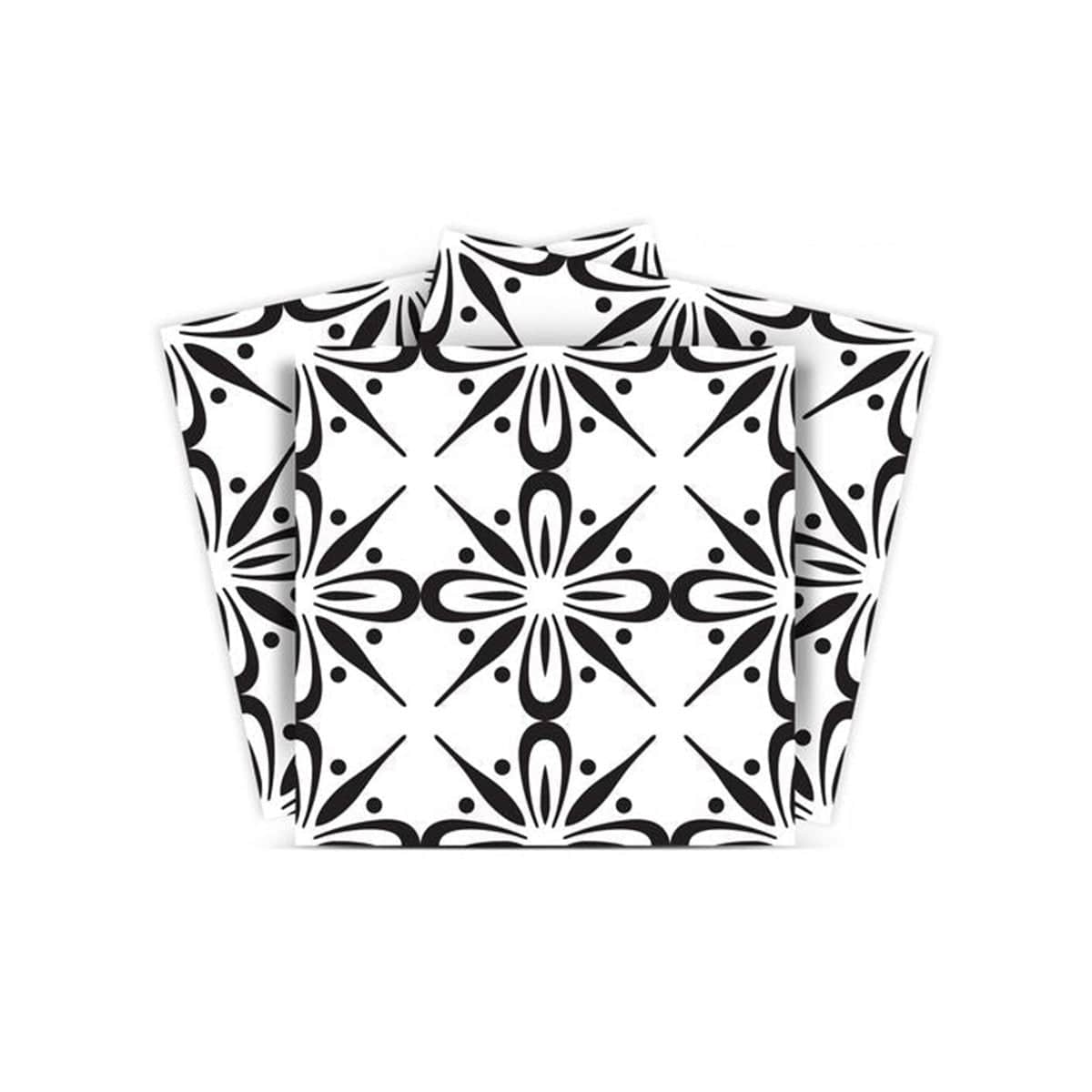 7" X 7" Black and White Quattra Peel and Stick Removable Tiles - Homeroots - Flyclothing LLC