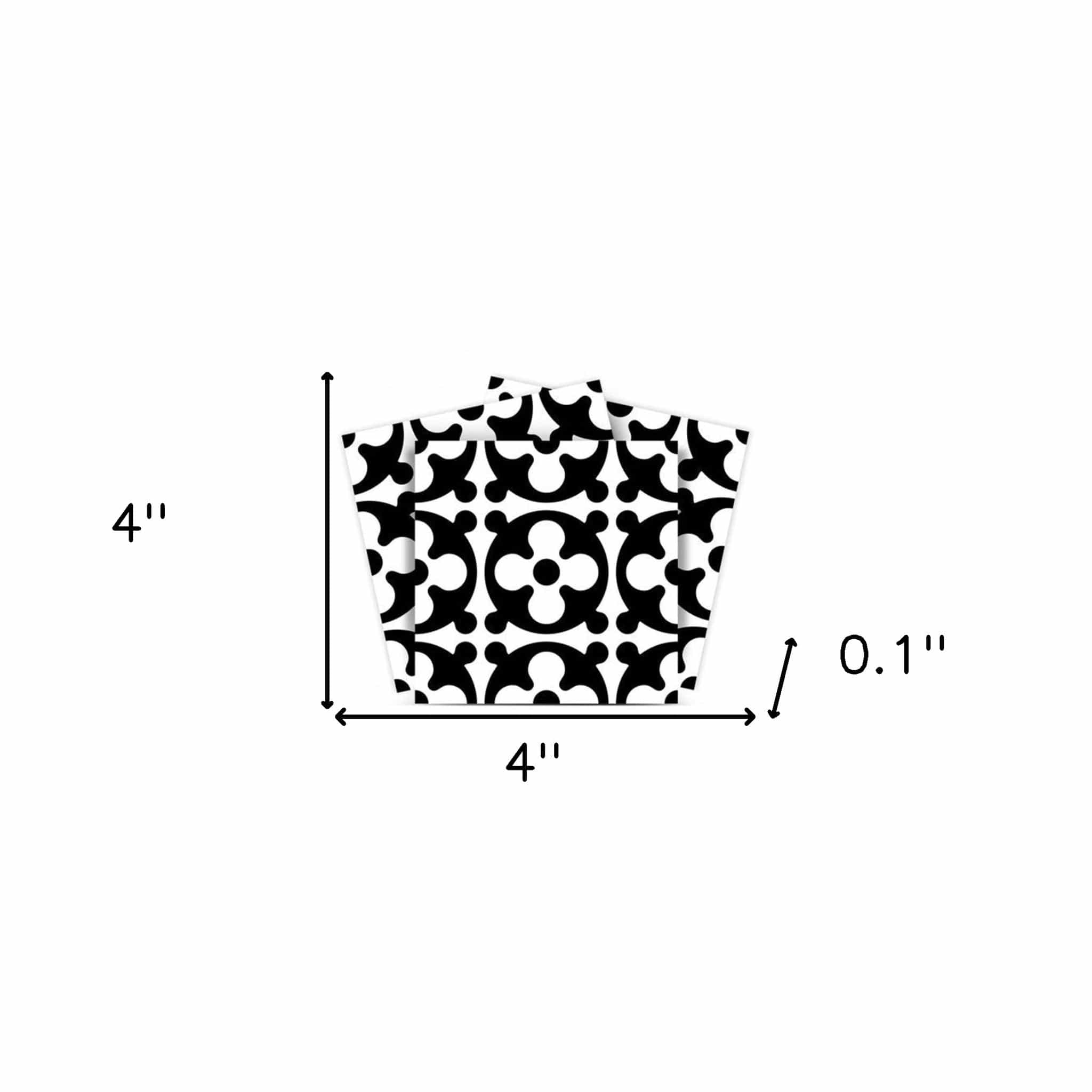 4" X 4" Black and White Medeci Peel and Stick Removable Tiles - Homeroots - Flyclothing LLC