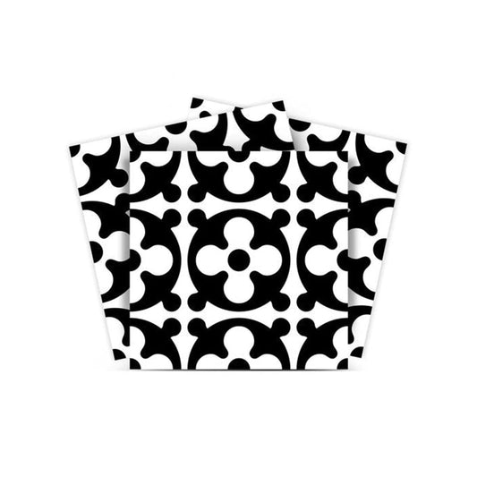 6" X 6" Black and White Medeci Peel and Stick Removable Tiles - Homeroots