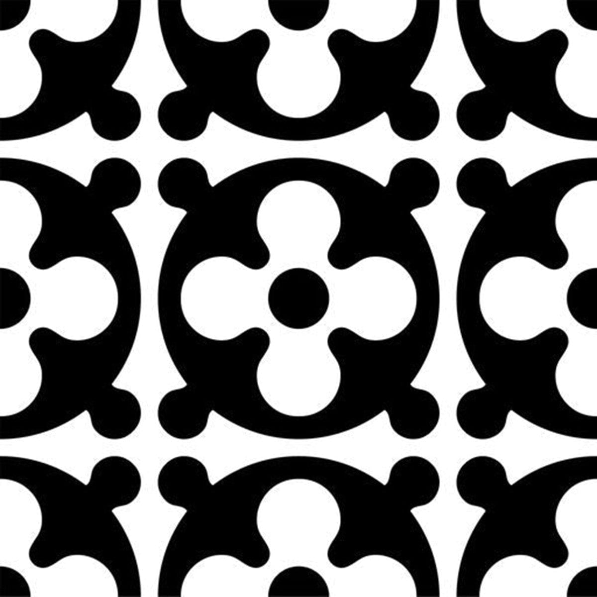 7" X 7" Black and White Medeci Peel and Stick Removable Tiles - Homeroots