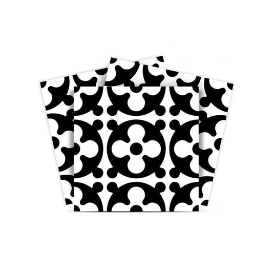 8" X 8" Black and White Medeci Peel and Stick Removable Tiles