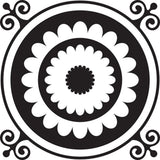 4" X 4" Black and White Posy Peel and Stick Removable Tiles - Homeroots