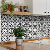 5" X 5" Black and White Posy Peel and Stick Removable Tiles - Homeroots - Flyclothing LLC