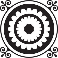 7" X 7" Black and White Posy Peel and Stick Removable Tiles - Homeroots