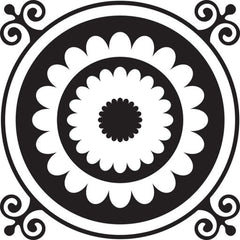 8" X 8" Black and White Posy Peel and Stick Removable Tiles