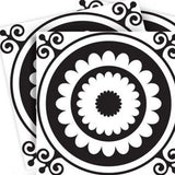 8" X 8" Black and White Posy Peel and Stick Removable Tiles - Homeroots - Flyclothing LLC
