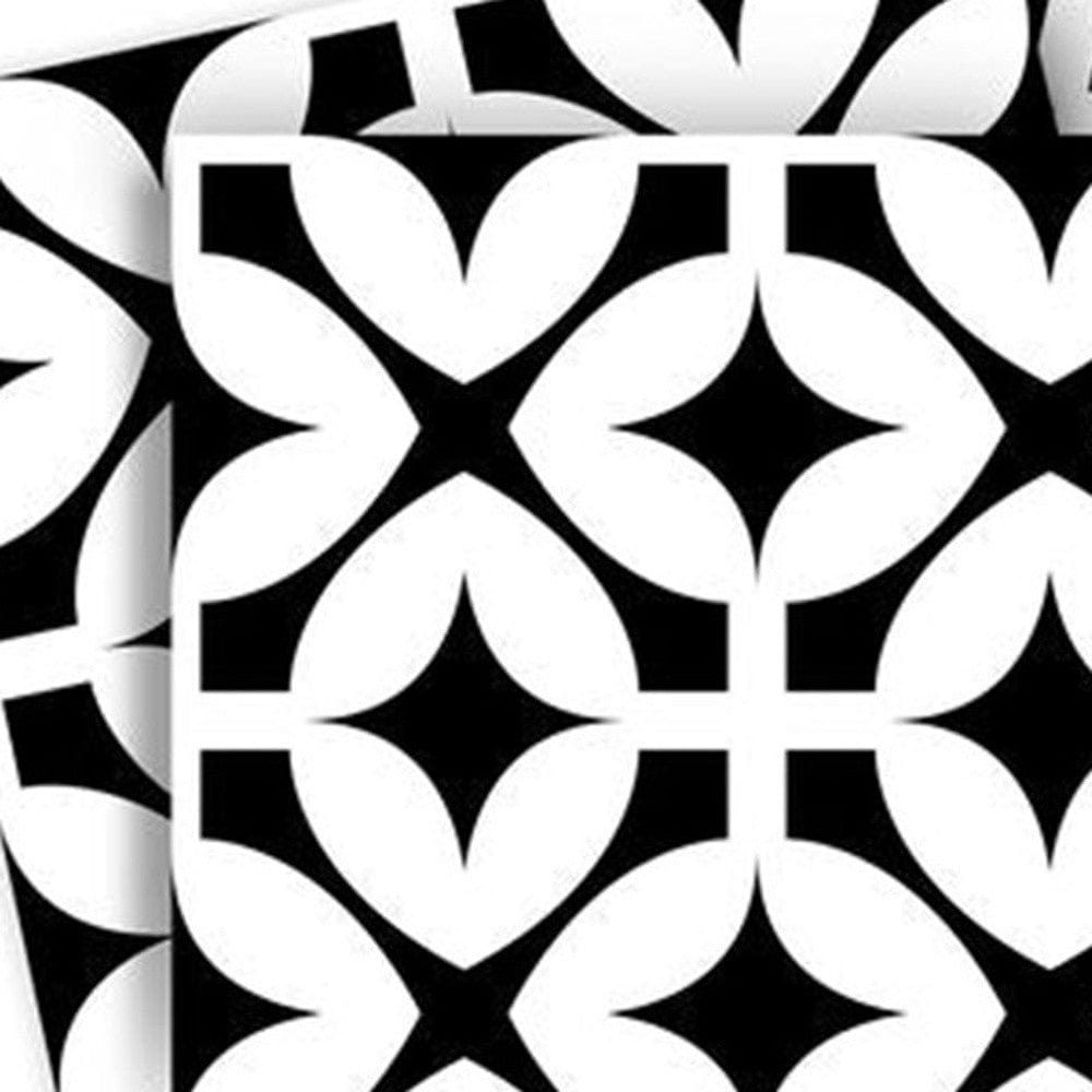4" X 4" Black and White Pinna Peel and Stick Removable Tiles - Homeroots