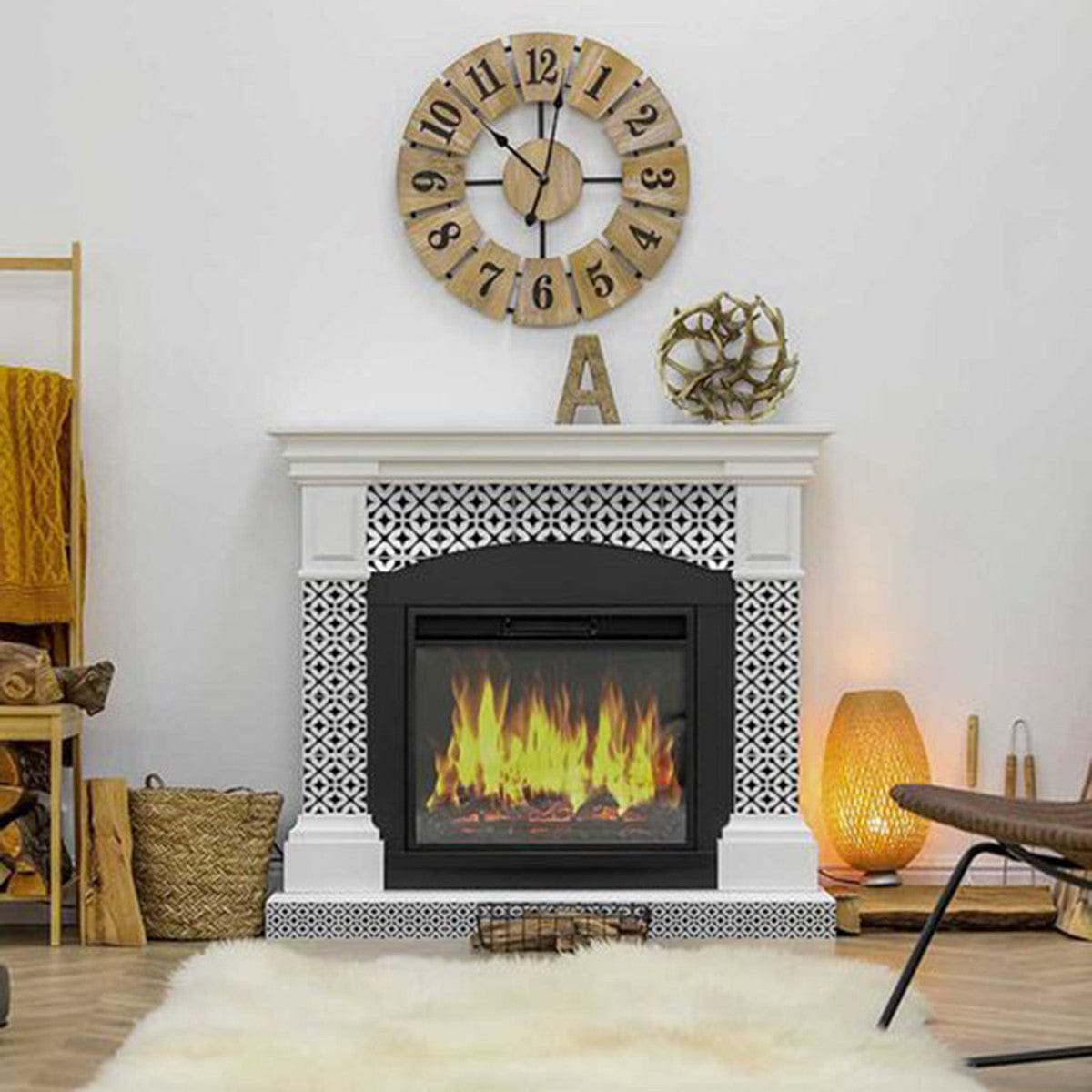5" X 5" Black and White Pinna Peel and Stick Removable Tiles - Homeroots - Flyclothing LLC