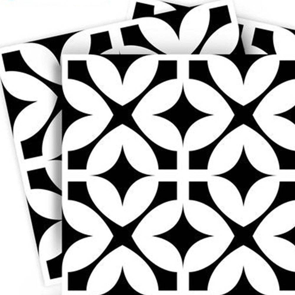 5" X 5" Black and White Pinna Peel and Stick Removable Tiles - Homeroots - Flyclothing LLC