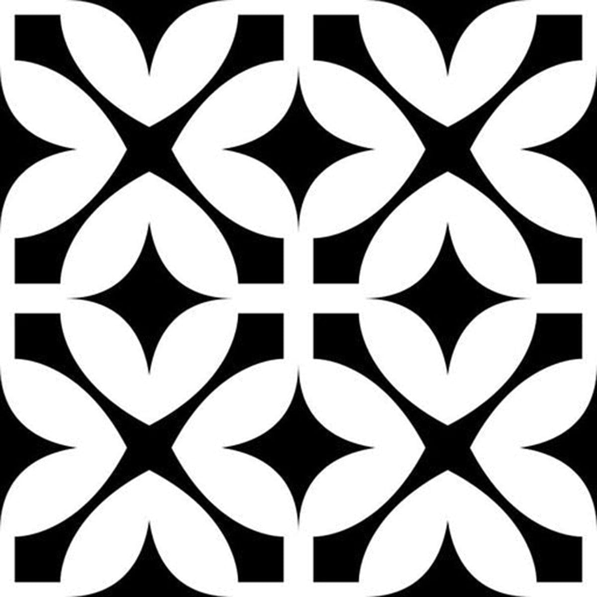 6" X 6" Black and White Pinna Peel and Stick Removable Tiles - Homeroots