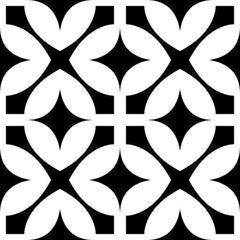 6" X 6" Black and White Pinna Peel and Stick Removable Tiles - Homeroots