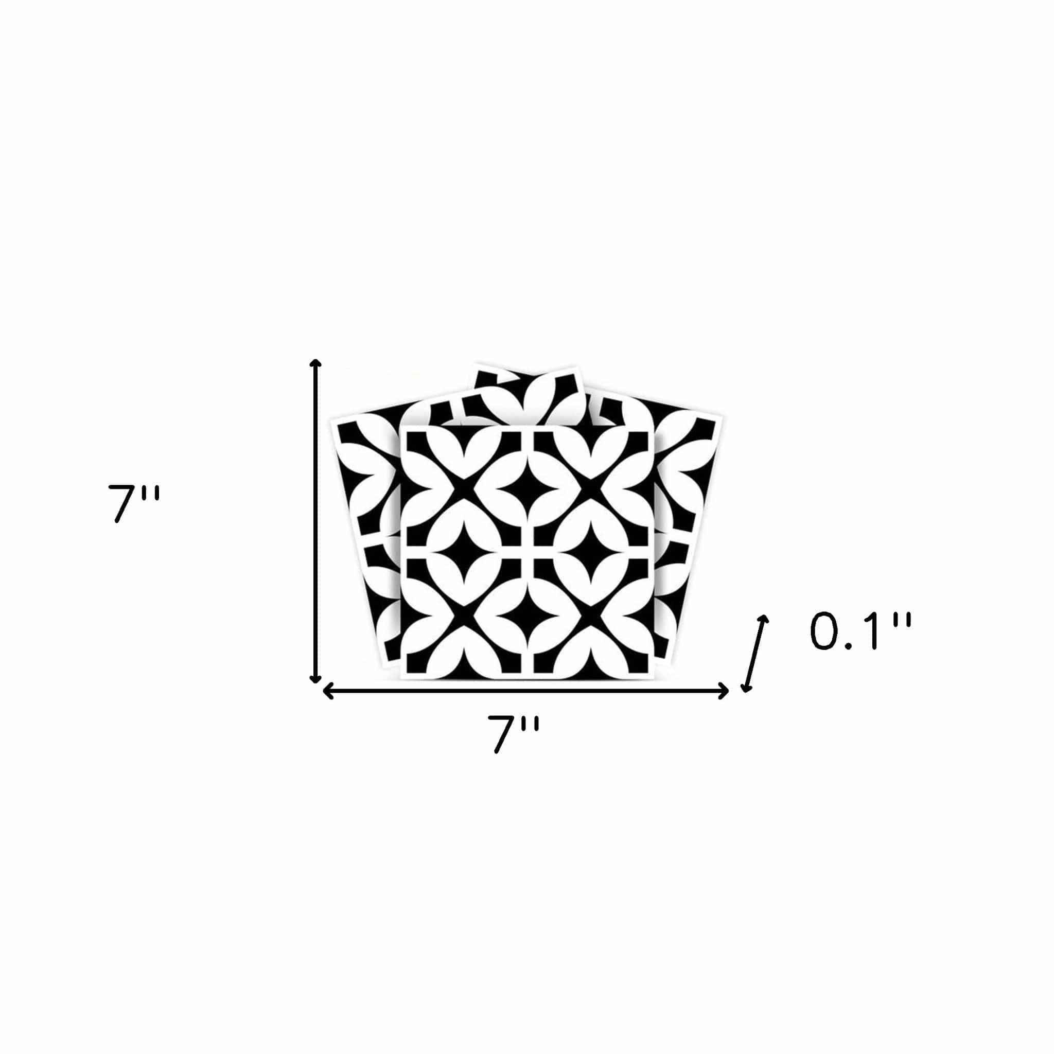 7" X 7" Black and White Pinna Peel and Stick Removable Tiles - Homeroots