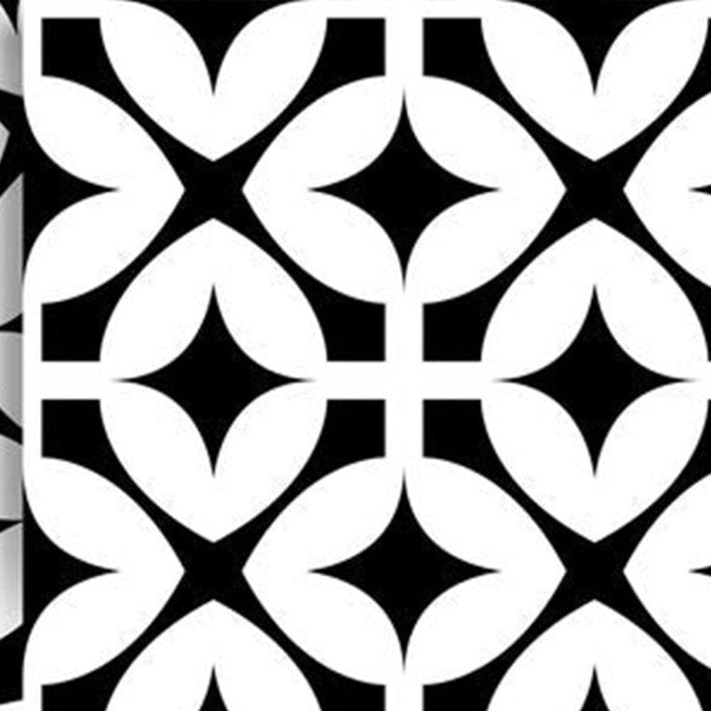 7" X 7" Black and White Pinna Peel and Stick Removable Tiles - Homeroots