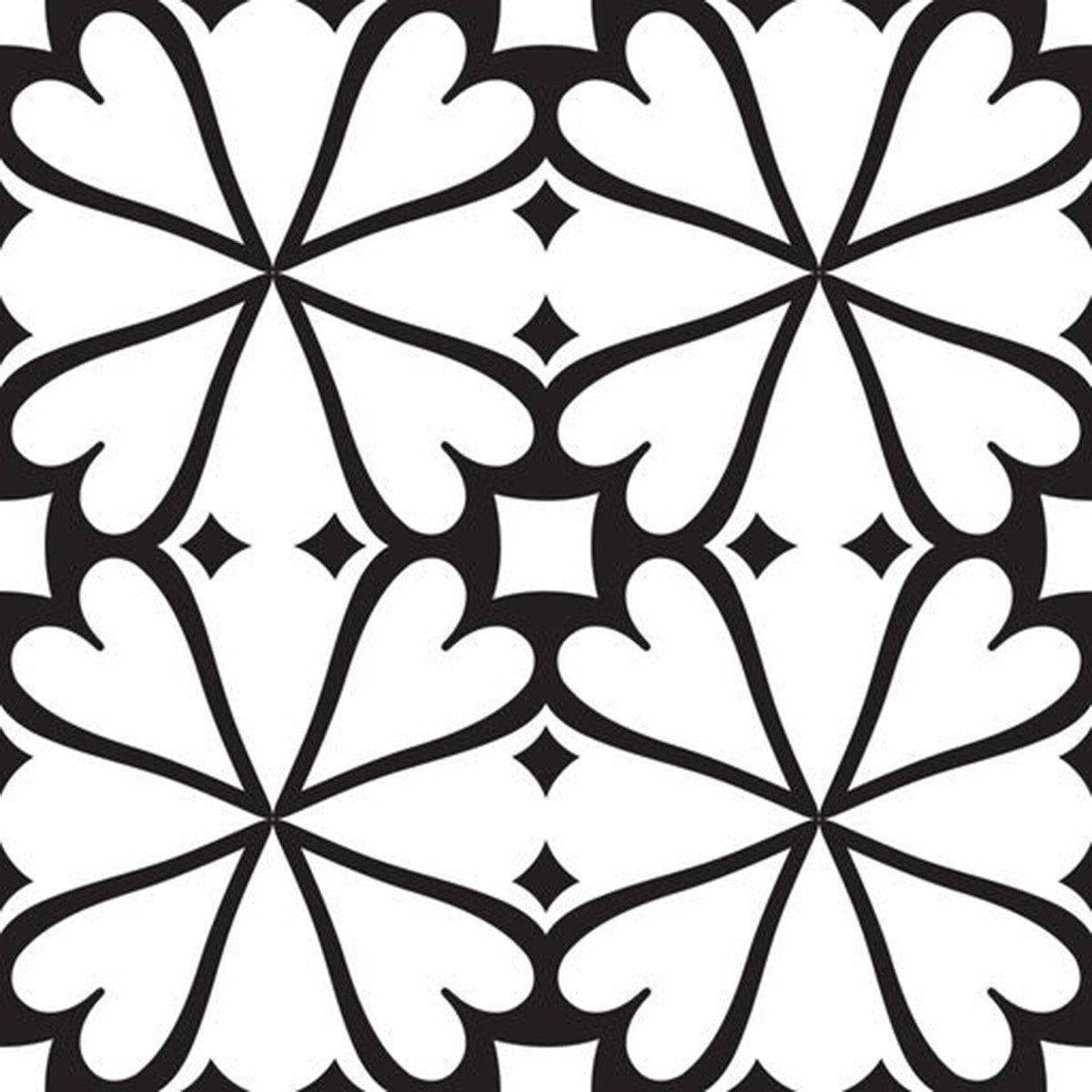 5" X 5" Black and White Clove Peel and Stick Removable Tiles