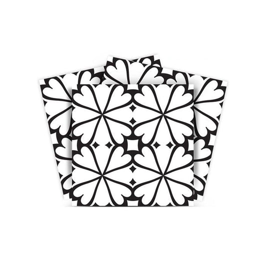 5" X 5" Black and White Clove Peel and Stick Removable Tiles