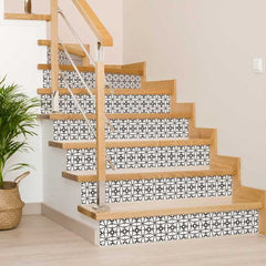 6" X 6" Black and White Clove Peel and Stick Removable Tiles - Homeroots