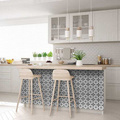 8" X 8" Black and White Clove Peel and Stick Removable Tiles