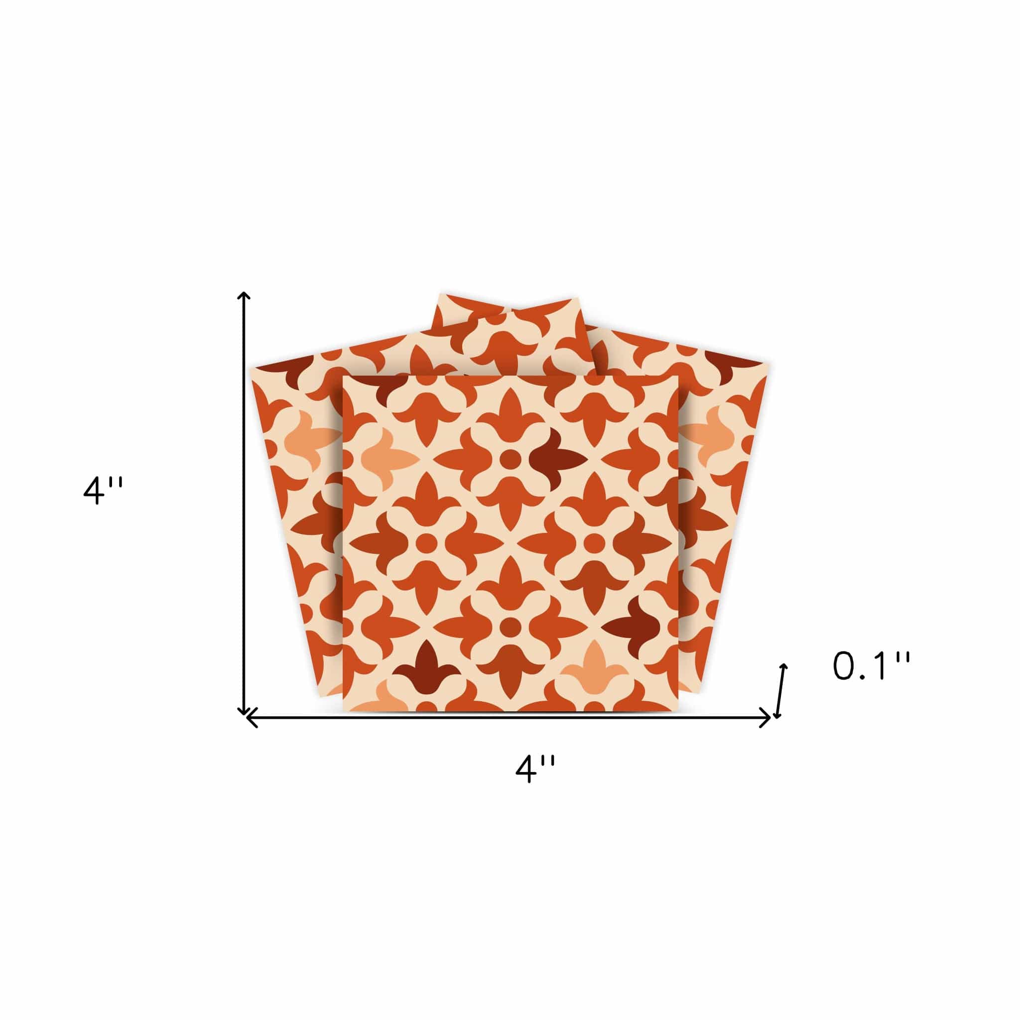 4" X 4" Terra Cotta Tango Peel and Stick Tiles - Homeroots