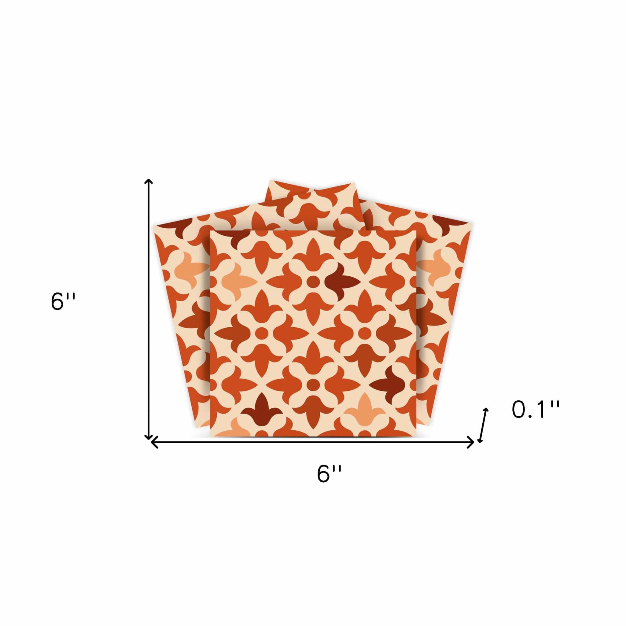 6" X 6" Terra Cotta Tango Peel and Stick Tiles - Homeroots - Flyclothing LLC