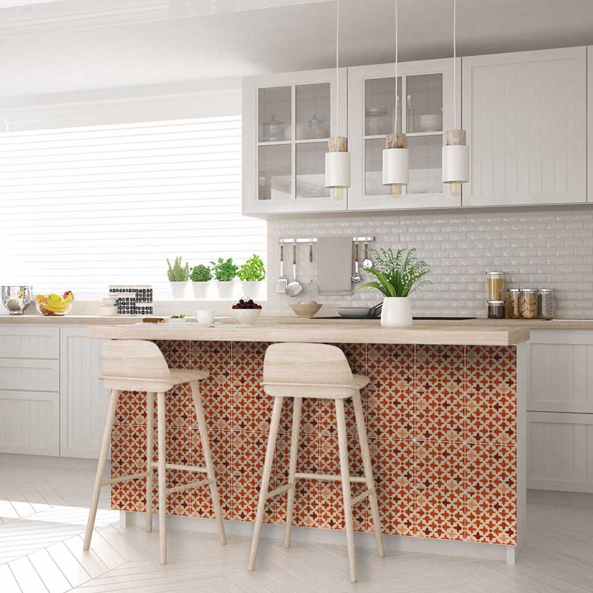 6" X 6" Terra Cotta Tango Peel and Stick Tiles - Homeroots