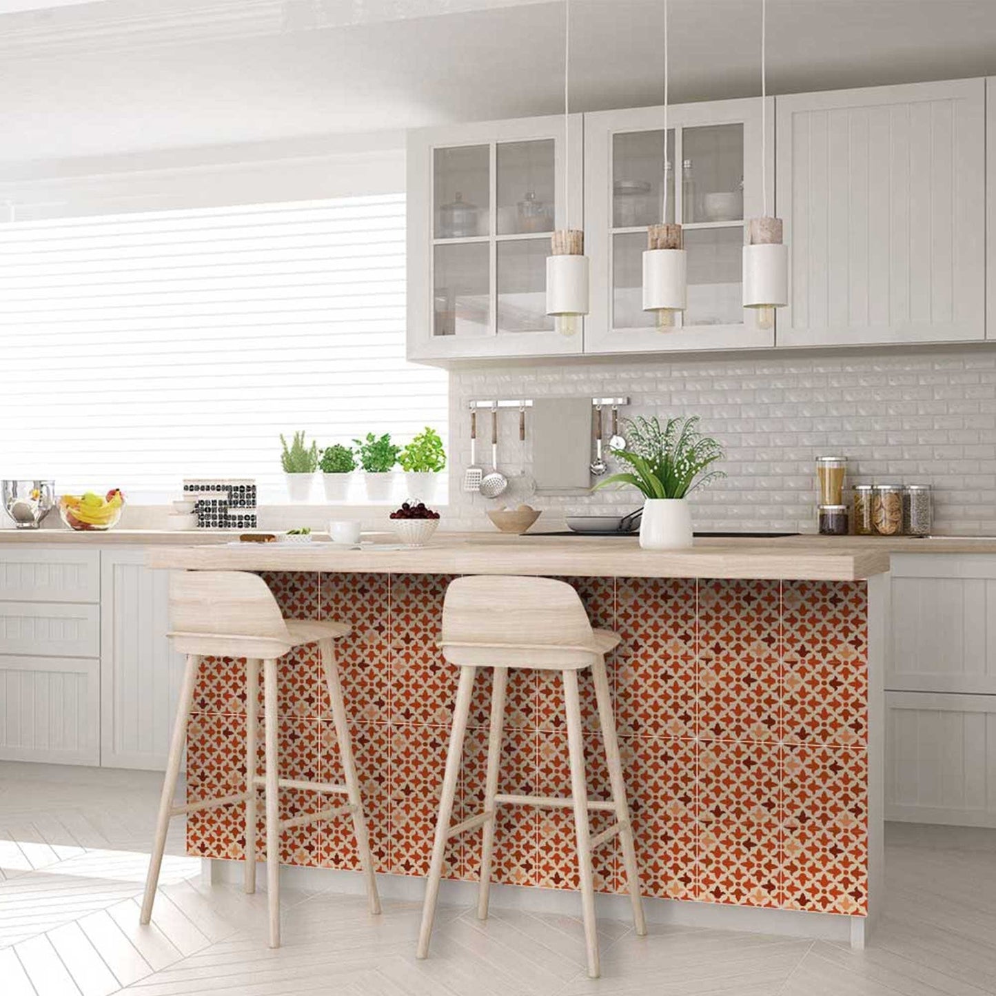 7" X 7" Terra Cotta Tango Peel and Stick Tiles - Homeroots - Flyclothing LLC