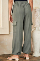Hailey & Co Textured Rib Cargo Pants - Trendsi - Flyclothing LLC