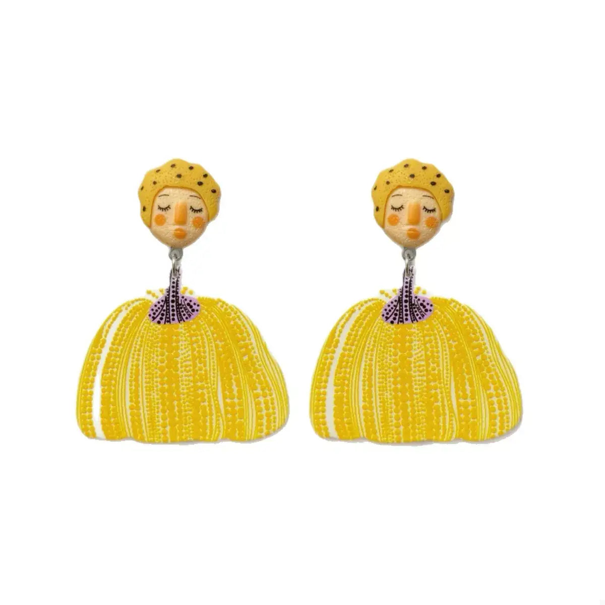 Whimsical Pumpkin Girl Dangle Earrings - Trendsi - Flyclothing LLC