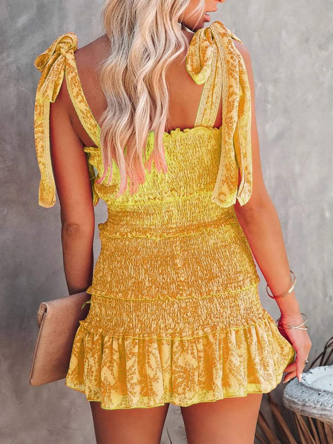 Smocked Wide Strap Mini Cami Dress - Trendsi - Flyclothing LLC