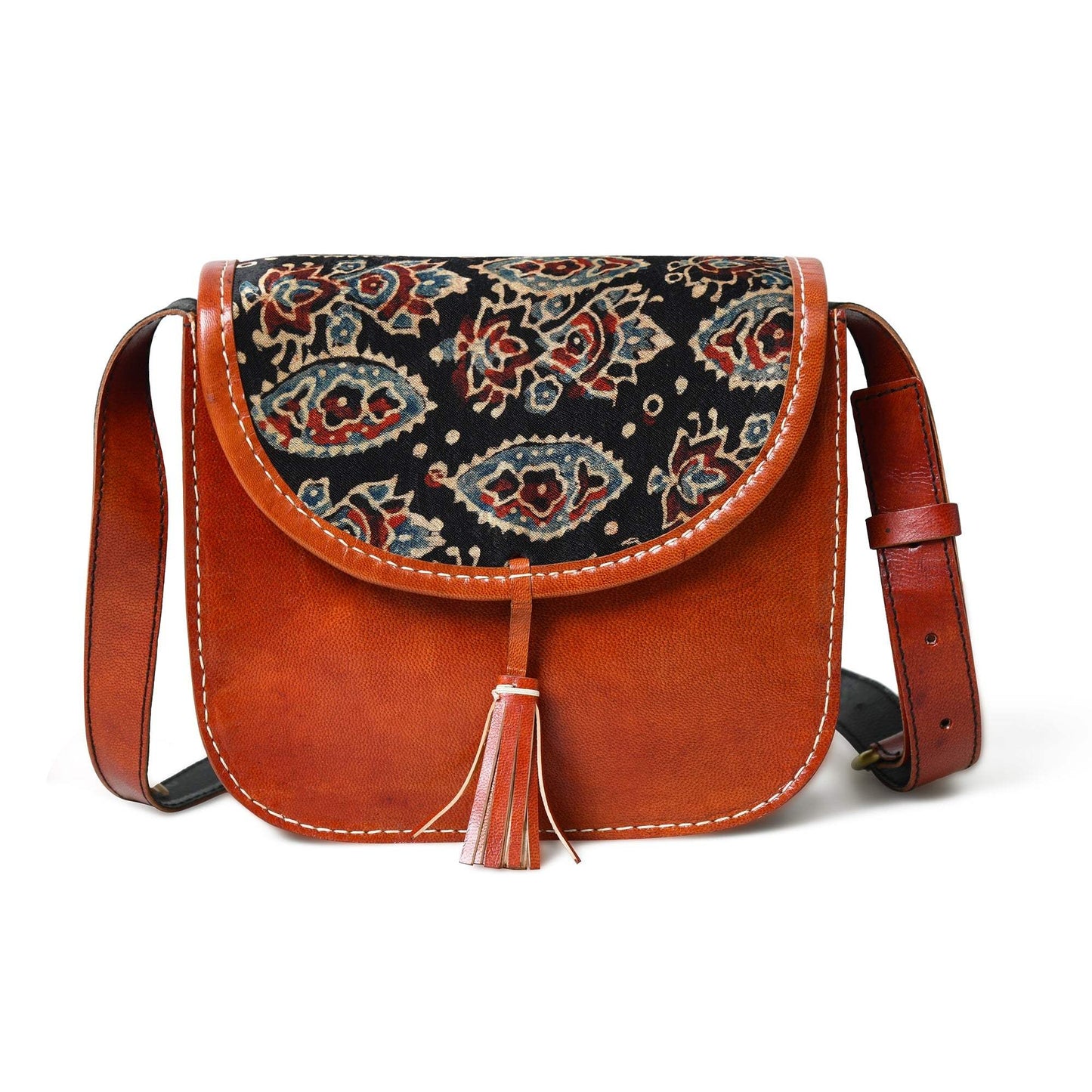 Astounding Ajrakh Ethnic Satchel - Classy Leather Bags - Flyclothing LLC